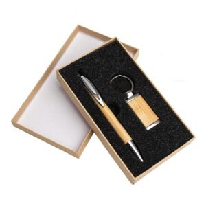18835 Kit Caneta e Chaveiro Bambu